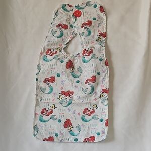 Baby Bib Waterproof ARIEL Little Mermaid with Red Button-Reversible 1 Of 3